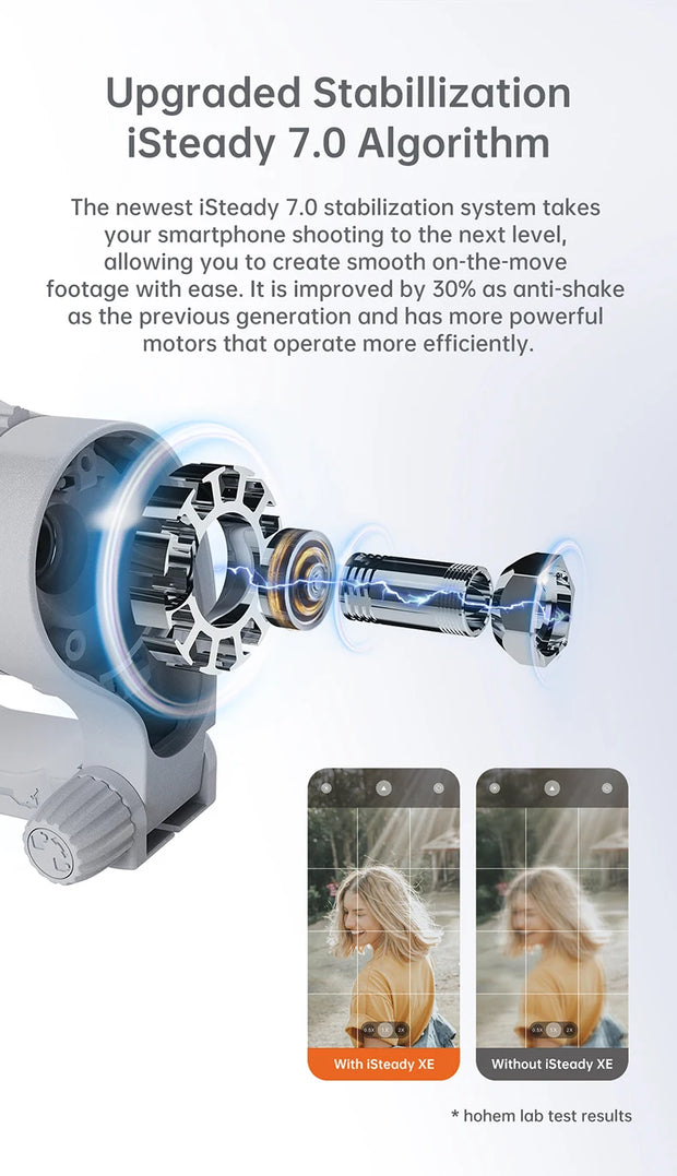 Hohem iSteady XE Kit Smartphone Gimbal 3-Axis Handheld Stabilizer Phone Selfie Stick Tripod with Magnetic Fill Light Video Shoot