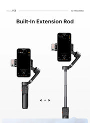 hohem Official V3 Smartphone Stabilizer Ai Face Tracking 3-Axis Phone Gimbal Built-in Selfie Stick Portable iPhone16/Samsung