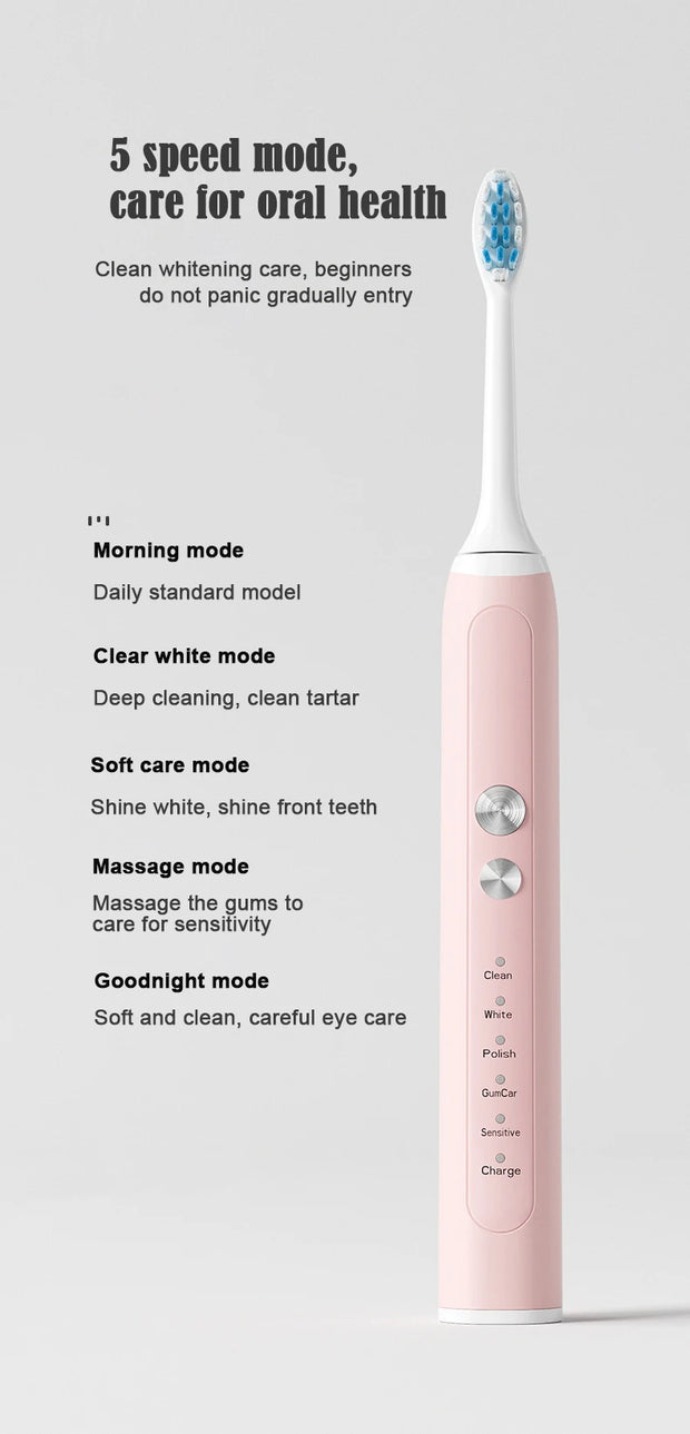 Sonic Electric Toothbrush Adults Electric Toothbrushes with 4 Tooth Brush Replacement Head and 5 Brushing Modes