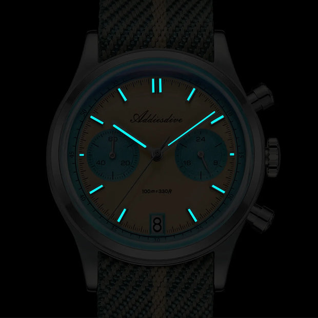 ADDIESDIVE Hot Sale AD2095 Watches For Men Multifunction Chronograph 38mm AR Coating Quartz WristWatches VK64 Waterproof Clock