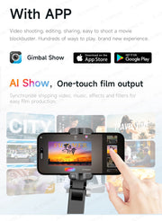 360° AI Handheld Gimbal Mobile Phone Anti-Shake Stabilizer Auto Face Tracking Aluminum Rod With Fill Light Optional Microphone