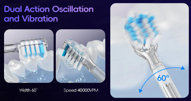 Wave Electric Toothbrush Oscillation & Vibration Sonic Electric Tooth Brush, Adults Teen BASS-Brushing Technique for Travel