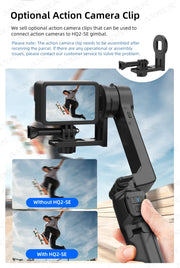 AXNEN HQ2 SERIES Mobile Phone Stabilizer Handheld Gimbal for Smartphone Gopro Action Camera Extension Rod Selfie Stick Tripod