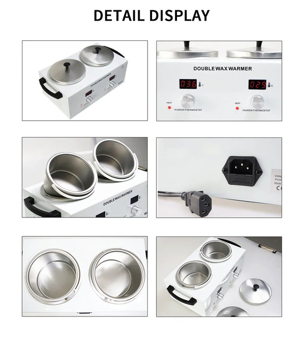 Wax Heater Double Paraffin Electronic Display Facial Skin SPA Equipment Dual Hot Hair Removal Tool Adjustable Temperature