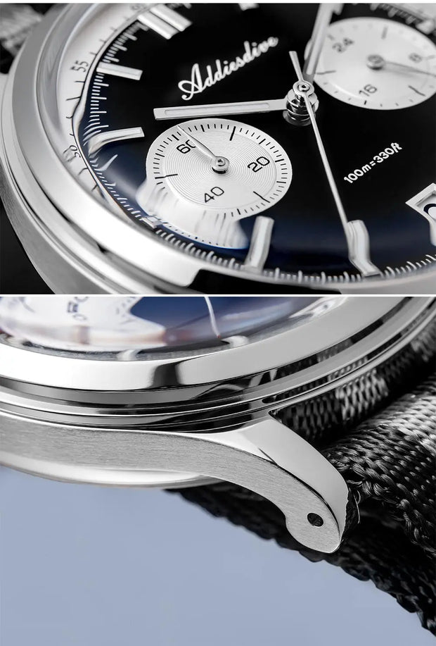 ADDIESDIVE Hot Sale AD2095 Watches For Men Multifunction Chronograph 38mm AR Coating Quartz WristWatches VK64 Waterproof Clock