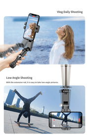 Q18 Desktop Following the shooting Mode Gimbal Stabilizer Selfie Stick Tripod with Fill Light for iPhone Cell Phone Smartphone