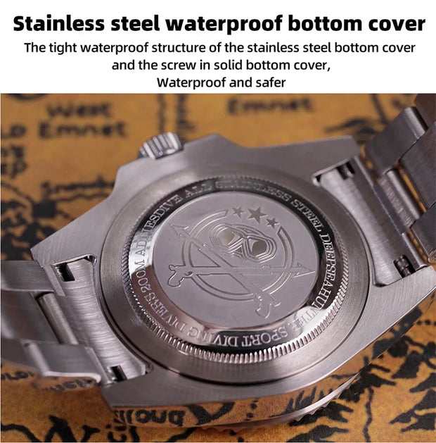 ADDIESDIVE Diving AD2040 Quartz Watches Stainless Steel 200m Waterproof Calendar Display Wristwatch Fashion Super Luminous Watch