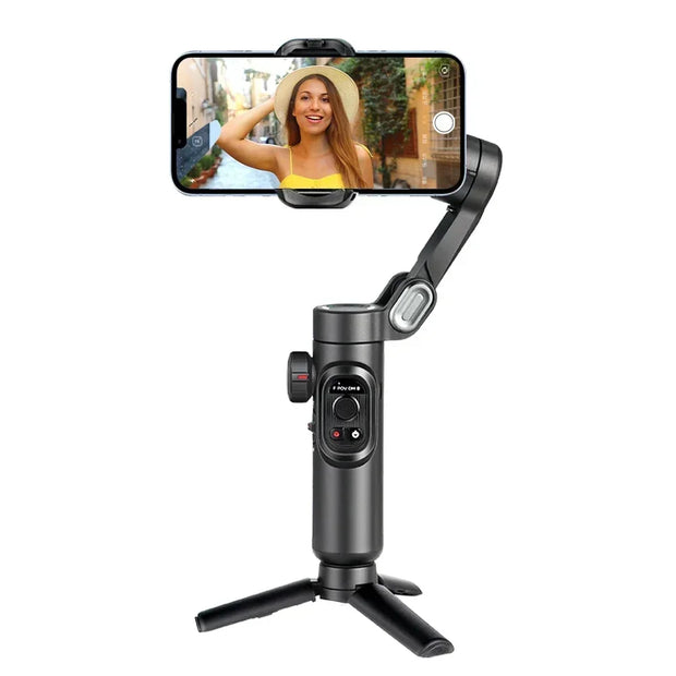 3-Axis Handheld Gimbal Wheel Selfie Stick With Fill Light Phone Holder Outdoor Photography Vlog Recording for iOS Android