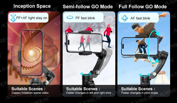 AXNEN M02 Gimbal Smartphone Stabilizer 3-Axis Anti-shake Video Record Handheld Selfie Gimbals for iPhone Android Face Tracking