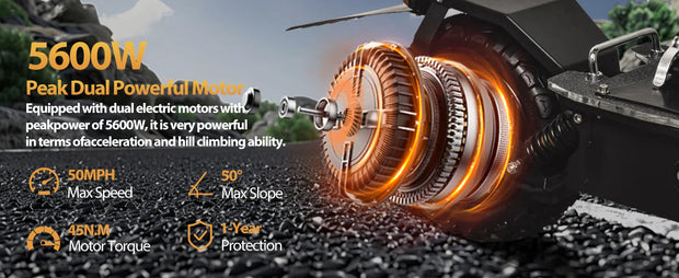 Electric Scooter for Adults, 5600W Dual Motors Up to 50 MPH, Electric Scooter Adults Range 50 Miles, 60V 27Ah Large Capacity Bat