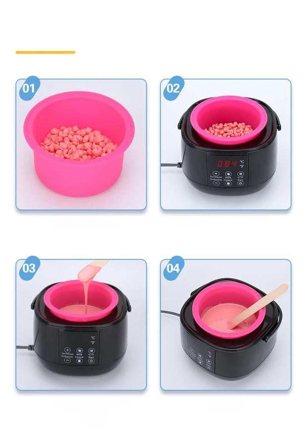 2025 New 500CC Wax Heater Warmer Hair Removal Wax Machine SPA Body Epilator Paraffin Wax Pot Smart LCD Temperature Display