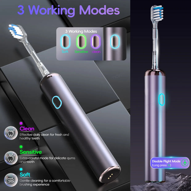 Wave Electric Toothbrush Oscillation & Vibration Sonic Electric Tooth Brush, Adults Teen BASS-Brushing Technique for Travel
