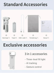 FeiyuTech VB4 Kit Smartphone Stabilizer Face Tracking Fill light 3-Axis Phone Gimbal Built-in Selfie Stick Portable iPhone16