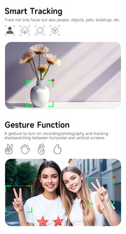 AI Face Tracking Handheld Gimbal Stabiliser 360° Shoot,Magnetic Remote Selfie Stick Tripod for Smartphone,1/4'' Screw for Camera