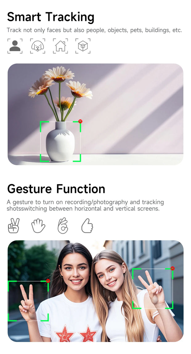 AI Face Tracking Handheld Gimbal Stabiliser 360° Shoot,Magnetic Remote Selfie Stick Tripod for Smartphone,1/4'' Screw for Camera