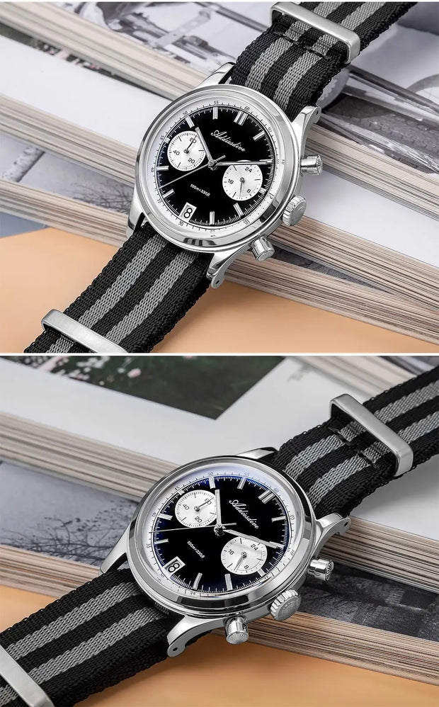 ADDIESDIVE Hot Sale AD2095 Watches For Men Multifunction Chronograph 38mm AR Coating Quartz WristWatches VK64 Waterproof Clock