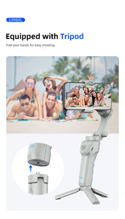 M01 3-Axis Smart Gimbal Handheld Stabilizer Selfie Tripod with Fill Light for Smartphone Anti Shake Foldable for Xiaomi iPhone