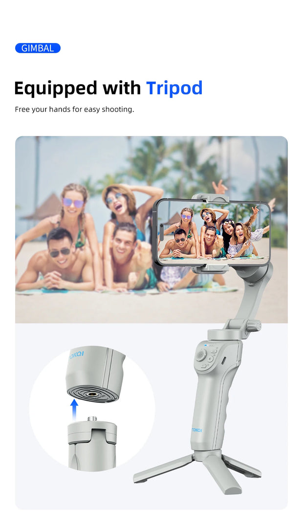M01 3-Axis Smart Gimbal Handheld Stabilizer Selfie Tripod with Fill Light for Smartphone Anti Shake Foldable for Xiaomi iPhone