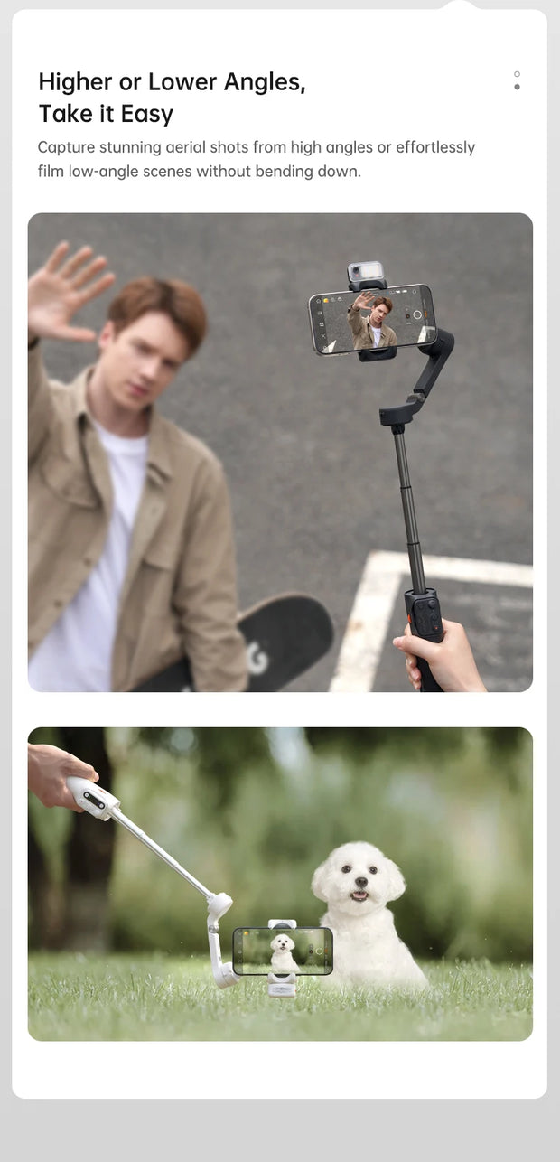 hohem Official V3 Smartphone Stabilizer Ai Face Tracking 3-Axis Phone Gimbal Built-in Selfie Stick Portable iPhone16/Samsung