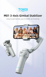 M01 3-Axis Smart Gimbal Handheld Stabilizer Selfie Tripod with Fill Light for Smartphone Anti Shake Foldable for Xiaomi iPhone