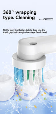 Rotating electric toothbrush suitable for adults, equipped with 6 brush heads, type-c charging, 3-speed 2-minute timed zoning