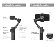 3-Axis Handheld Gimbal Wheel Selfie Stick With Fill Light Phone Holder Outdoor Photography Vlog Recording for iOS Android