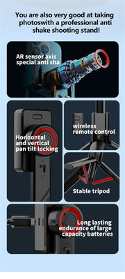 FANGTUOSI New Mobile Video stabilizer Bluetooth selfie stick tripod Wireless cellphone Gimbal Stabilizer For Smartphone Live