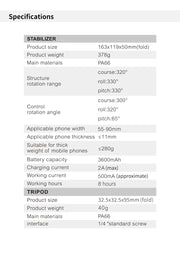 M01 3-Axis Smart Gimbal Handheld Stabilizer Selfie Tripod with Fill Light for Smartphone Anti Shake Foldable for Xiaomi iPhone