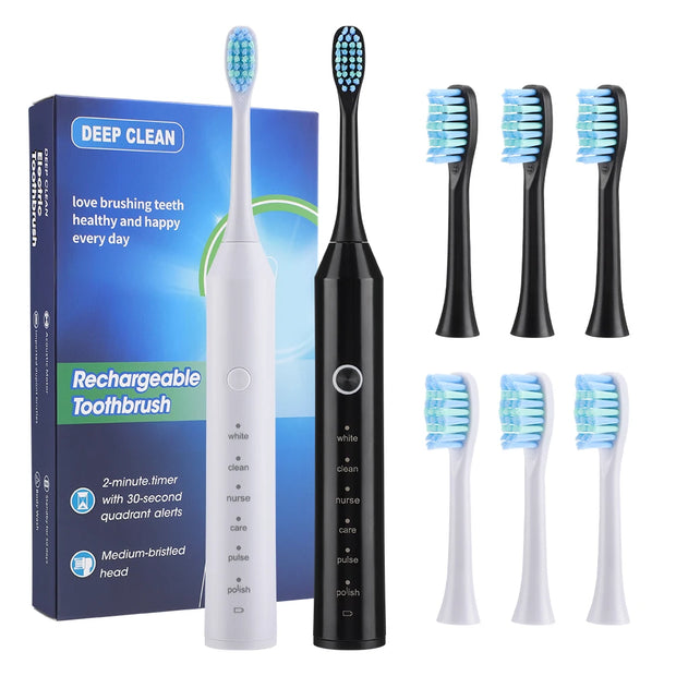 Smart Sonic Toothbrush for Adults, 2025 New with 6 Custom Modes & Quad Brush Heads, Intelligent Timer for Personalized Oral Care