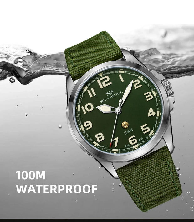 Seagull часы мужс Men's Wristwatch Sports Automatic Mechanical Watch 100m Waterproof  Army Watch Official Original 811.93.6106