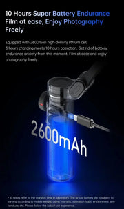 3-Axis Handheld Gimbal Wheel Selfie Stick With Fill Light Phone Holder Outdoor Photography Vlog Recording for iOS Android