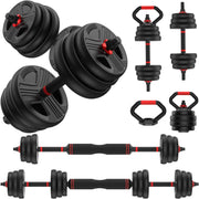Adjustable dumbbell set 45 lbs (22.5LB Pair) Free Weights set with upgraded nut 4 in 1 Weight Set Used as Kettlebells Barbell Pu