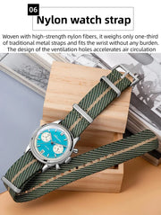 ADDIESDIVE Hot Sale AD2095 Watches For Men Multifunction Chronograph 38mm AR Coating Quartz WristWatches VK64 Waterproof Clock