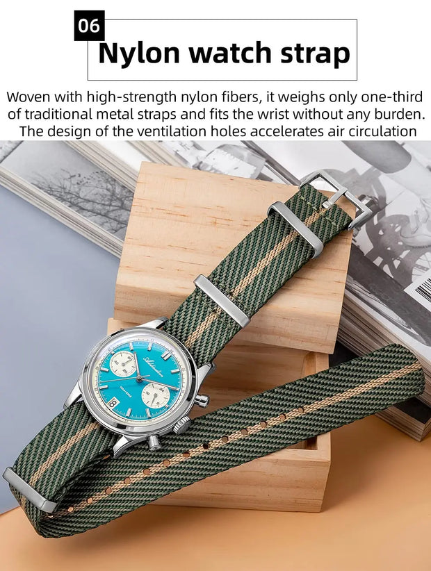 ADDIESDIVE Hot Sale AD2095 Watches For Men Multifunction Chronograph 38mm AR Coating Quartz WristWatches VK64 Waterproof Clock