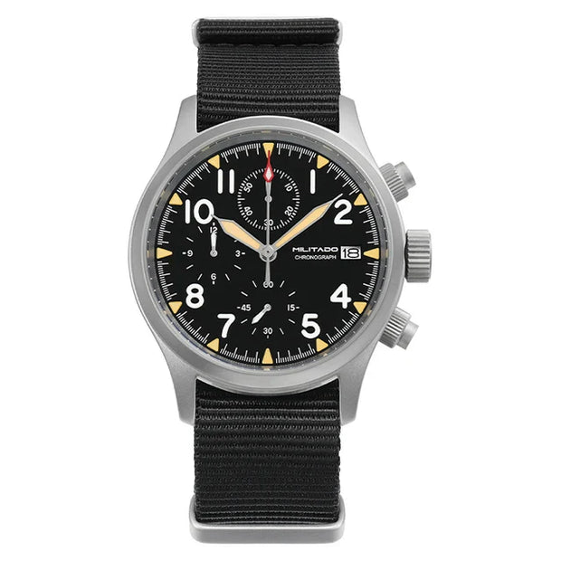 MILITADO Chronograph 39mm Watch BGW-9 Luminous Retro Military 100m Waterproof VK61 Quartz Movement Steel Vintage Men Wristwatch