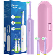 SUBORT Rotating Electric Toothbrush 3 Modes USB Fast Rechargeable Rotary Electric Toothbrush with Travel Case 2 Brush Heads