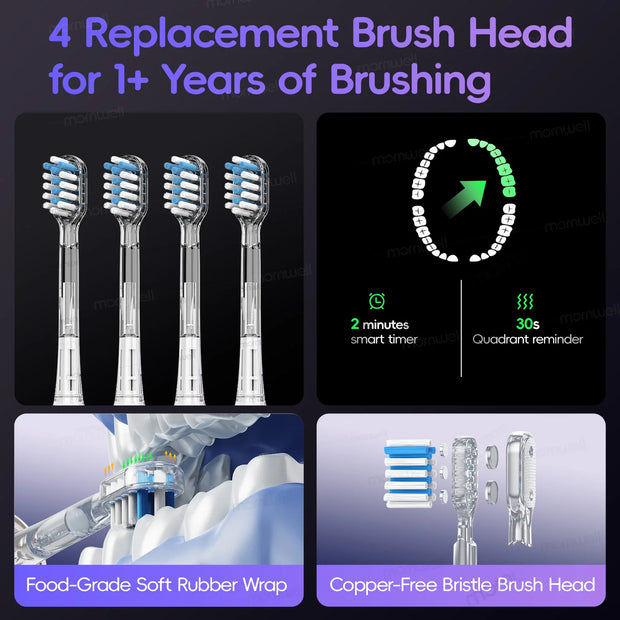 Wave Electric Toothbrush Oscillation & Vibration Sonic Electric Tooth Brush, Adults Teen BASS-Brushing Technique for Travel
