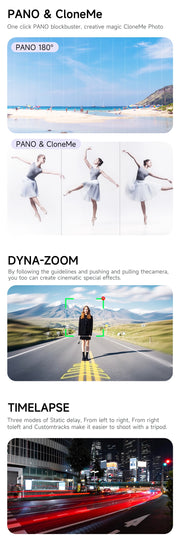 AI Face Tracking Handheld Gimbal Stabiliser 360° Shoot,Magnetic Remote Selfie Stick Tripod for Smartphone,1/4'' Screw for Camera