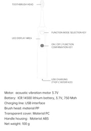 Intelligent Magnetic Suspension Ultrasonic Electric Toothbrush Rechargeable Soft Bristles Waterproof Screen / Visualization DIY