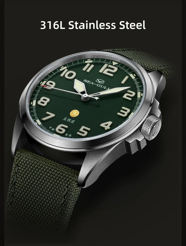 Seagull часы мужс Men's Wristwatch Sports Automatic Mechanical Watch 100m Waterproof  Army Watch Official Original 811.93.6106