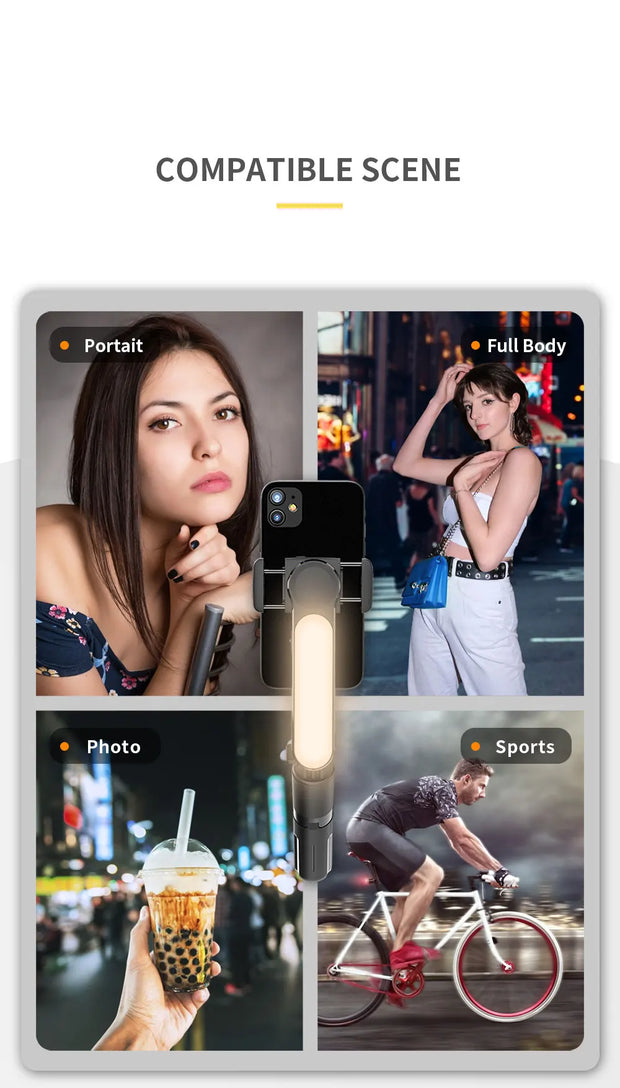 Handheld Selfie Stick Gimbal Stabilizer Holder Adjustable Fill Light Selfie Stand Bluetooth Mobile Phone  For IPhone Samsung