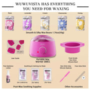 WUWUVISTA Waxing Kit 23 items, Christmas Gift Hard Wax Hair Removal with Wax Heater&Beans for Body/Face/Brazilian/Sensitive Skin