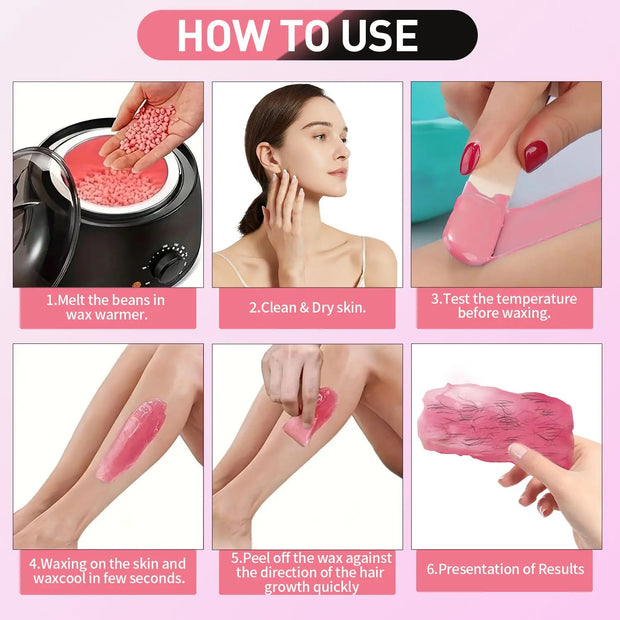 Hot Wax Machine Kit For Hair Removal Wax Warmer Wax Melt Heater and Beans Kit Depilatory Epilator Wax Melting Machine Paraffin