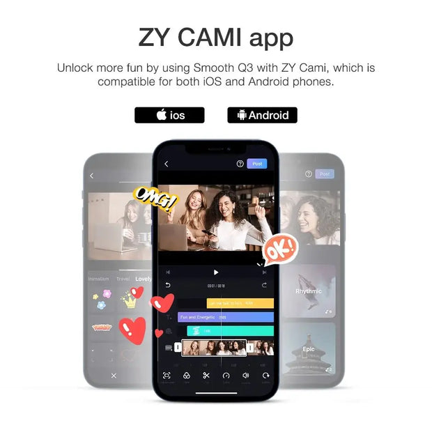 ZHIYUN Official SMOOTH Q3 Phone Gimbal 3-Axis Smartphones Handheld Stabilizer Fill Light for iPhone 13 Android