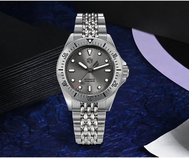 San Martin Original Design 38.8mm Upgrade Diver Watch Sunburst Enamel Dial NH35 Automatic Mechanical Luxury Waterproof 200m Lume