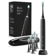 Black Series Ultra Whitening Toothbrush – ADA Accepted Electric Toothbrush- 8 Brush Heads & Travel Case – 40,000 VPM Electric Mo