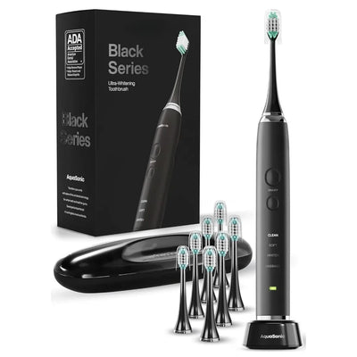 Black Series Ultra Whitening Toothbrush – ADA Accepted Electric Toothbrush- 8 Brush Heads & Travel Case – 40,000 VPM Electric Mo