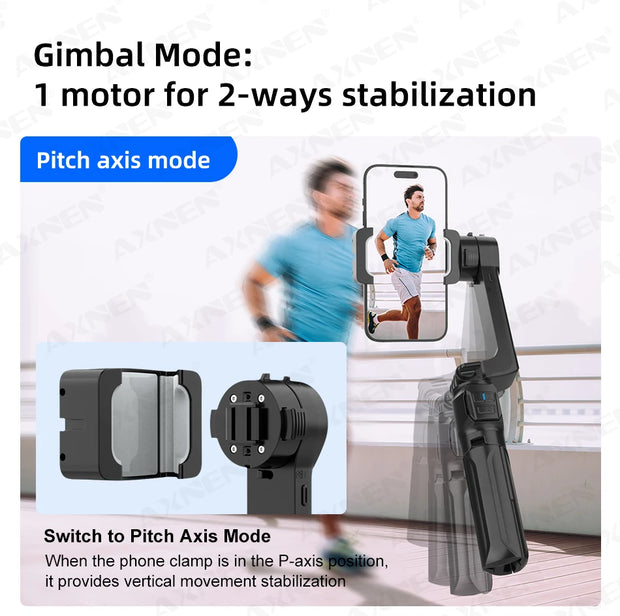 AXNEN HQ2 SERIES Mobile Phone Stabilizer Handheld Gimbal for Smartphone Gopro Action Camera Extension Rod Selfie Stick Tripod