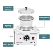 Single Pot Paraffin Heater Professional Electric Wax Heater Hair Removal Dual Parrafin Adjustable Temperature SPA Hair Removal
