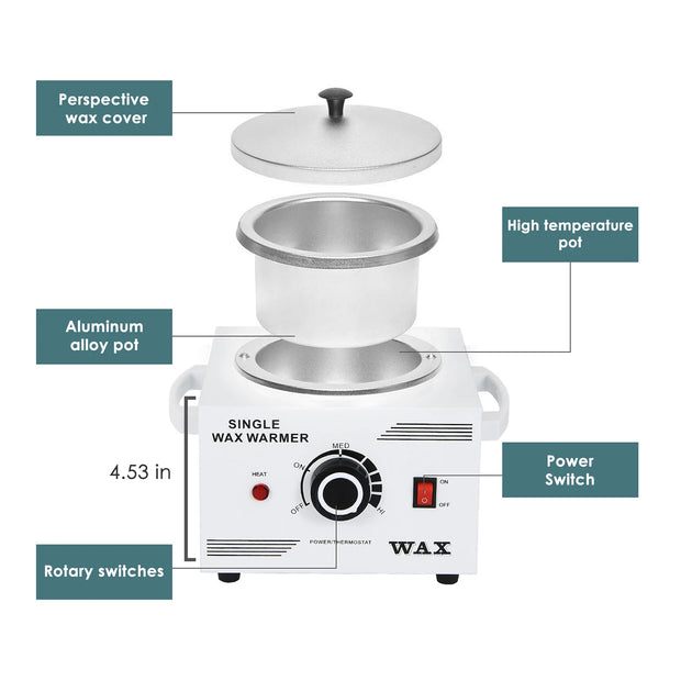 Single Pot Paraffin Heater Professional Electric Wax Heater Hair Removal Dual Parrafin Adjustable Temperature SPA Hair Removal